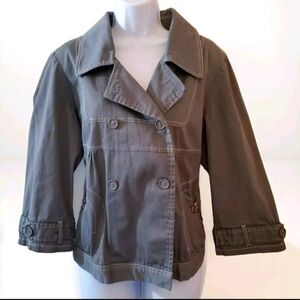 Vintage Women's Blazer MG Originals Paris Double Breasted Gray Size 15 Cotton